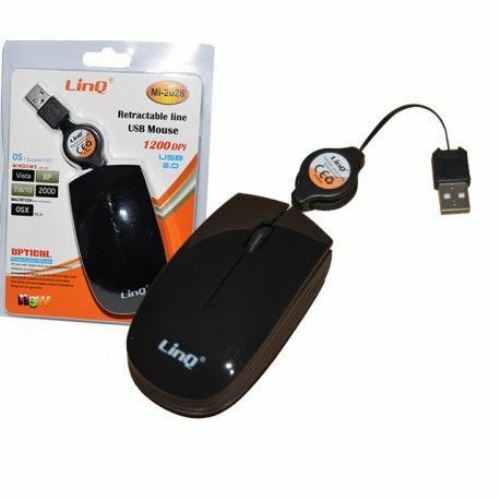 Mouse Ottico Rotellina Filo Cavo Usb Retrattile 1200dpi Pc Linq It-mi2028