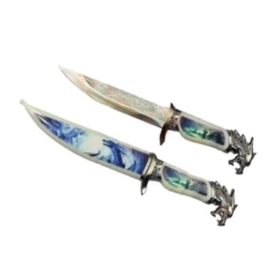 Deko Messer Dolch Brieföffner mit Scheide Drachen weiß ziselierte Klinge