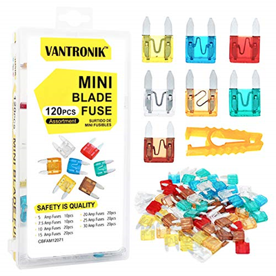 VANTRONIK 120PCS Assorted Mini Blade Fuse Replacement Auto Car Truck Boat SUV 5A