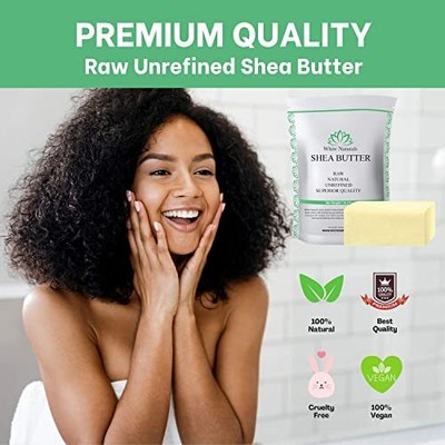 White Naturals Unrefined African Shea Butter 1 lb Pure Raw Grade A Ivory Grea...