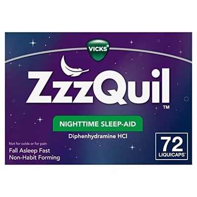 ZzzQuil Nighttime Sleep Aid LiquiCaps 25 mg Diphenhydramine HCl No.1 Sleep-Ai...