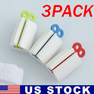 3x Toothpaste Squeezer Bathroom Tube Easy Stand Dispenser Rolling Holder Seat