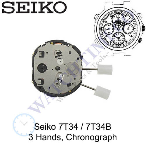 Original Seiko 7t34 / 7t34b Quartz Watch Movement Japan Chronograph