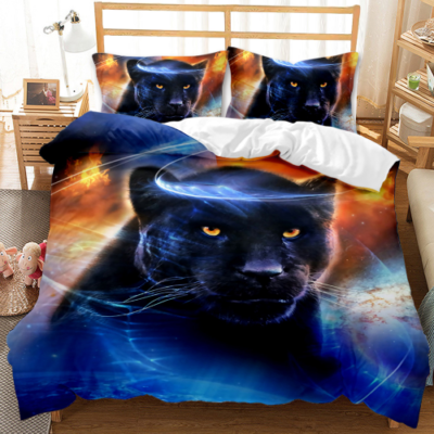 Black Panther Duvet Cover Set Comforter Cover Blue Fire Wild