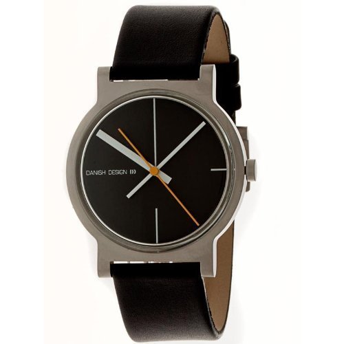 Pre-owned Danish Design Iq13q909 Black Dial Stainless Steel Quartz Leather Men's Watch
