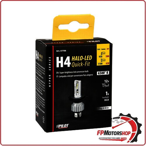 57706 12V HALO LED HYPER LAMPADA LAMPADINA H4 15W P43T 1PZ SCATOLA PER AUTO MOTO