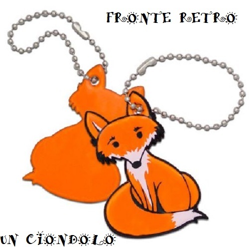 UN PORTACHIAVI CIONDOLO IN PVC RIFLETTENTE LUCE A FORMA DI VOLPINO ARANCIONE NEW