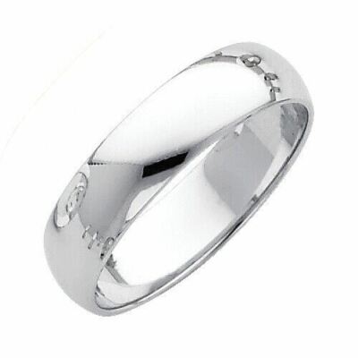 Pre-owned Td Collections 14k White Gold 5mm Plain Regular Fit Classic Light Dome Wedding Band