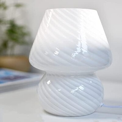 BSOD Mushroom Lamp, Glass Bedside Lamp, Translucent Vintage Style
