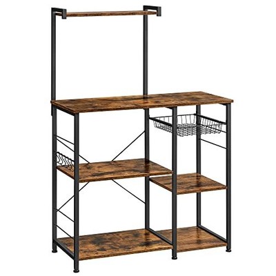 Bakerยs Rack Coffee Station Microwave Oven Stand Kitchen Shelf With Wire Bas...