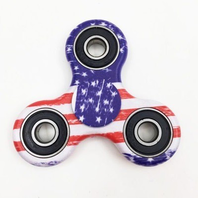 USA Tri Fidget Hand Finger Spinner Toy Stars Stripes American Flag Printed Focus