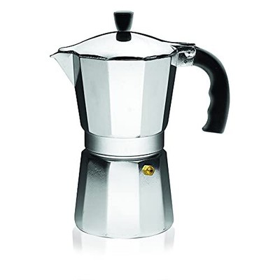 Portable Espresso Stovetop Coffee Maker Aluminum Percolator for 3 Cups, Silver