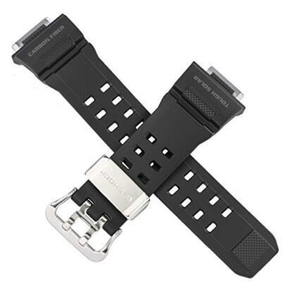 Pre-owned Casio Watch Band Belt For Gw-9400j 10455216 Carbon Fiber 2 Hole Type