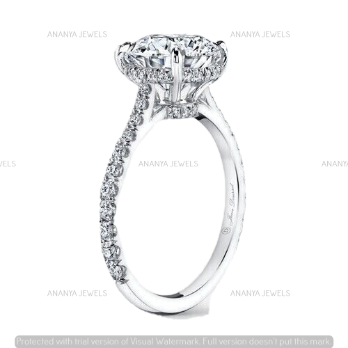 Moissanite 3 CT Oval Cut Hidden Halo Forever Engagement Ring 925 Sterling Silver