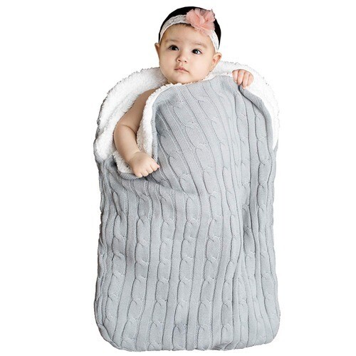 Baby PLUSH Swaddle Knit Blankets Newborn Infant Zip Up Sleeping Bag New