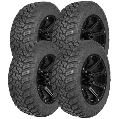 (QTY 4) LT285/55R22 Maxtrek Mud Trac MT 124/121Q Load Range E Black Wall Tires
