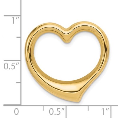 Pre-owned Wishing For Claudia 14k Yellow Gold Polished Cut-out Open Heart Chain Slide Pendant Charm 0.98 Inch