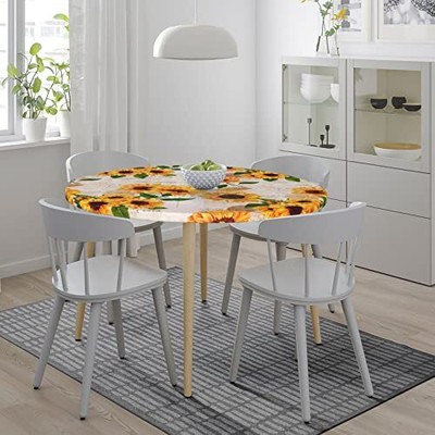 Sunflower Round Table Cloth Elastic Edged Cover Waterproof Wipeable Fitted Ta...