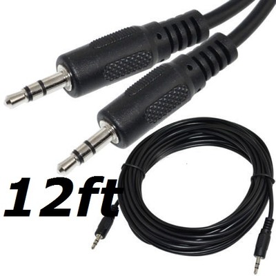 NEW 12FT 3.5mm Audio Stereo Headphone Male to Male Plastic Cable 12 FT