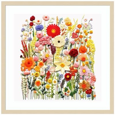 Framed Wall Art Print (25x25) Wild Flower Patch III by Roozbeh Framed Poster ...