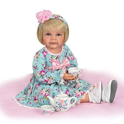 The Ashton-Drake Tea for Two Toddler Girl Doll with A 3-Piece Porcelain Tea Set