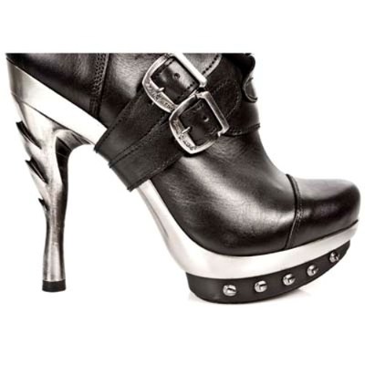 Pre-owned New Rock Newrock M.punk001 C1 Black Exclusive Rock Punk Gothic Boots - Womens