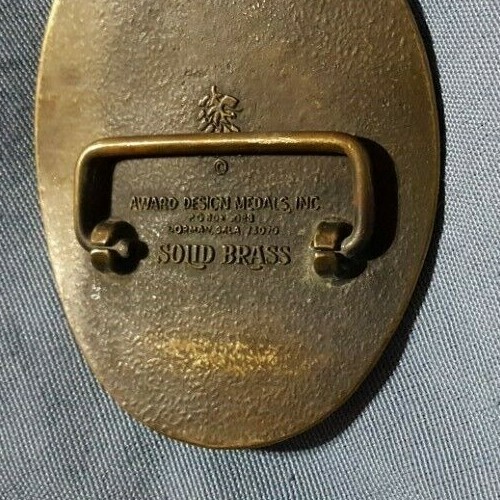 Mans Search For Oil Belt Buckle Solid Brass Award Design Medals Vintage