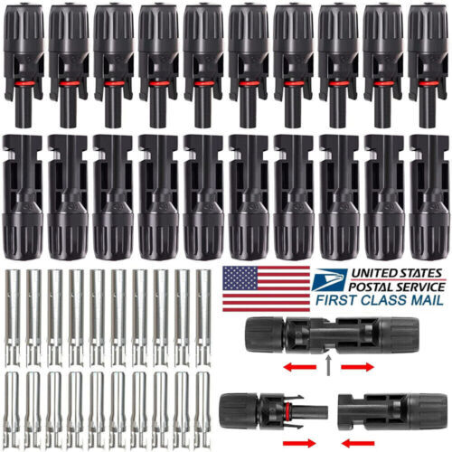 20Pcs Solar Cable Connectors 4mm-6mm 30Amp Waterproof Solar Panel Wire