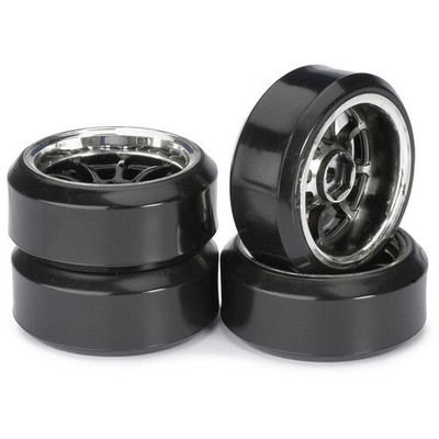 Absima Wheel Set Drift LP '' 9 Spoke / Profile C'' black/chrome 1:10 (4 pcs)   