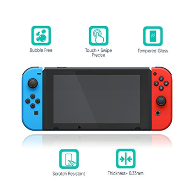 SoMi 2-Pack Nintendo Switch 2017 Ultra Clear Tempered Glass Screen Protector, 9H