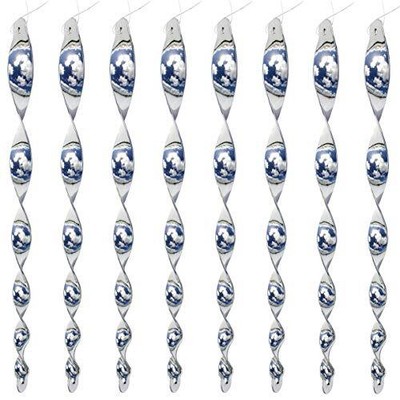 Large 15-Inch Bird Repellent Reflective Scare Rods - Ornamental Spinner Silver