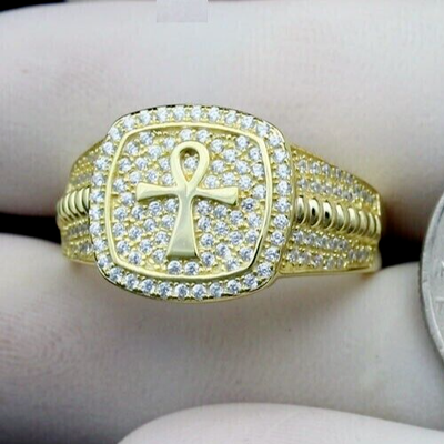 1.24Ct Lab Created Diamond Ankh Key Cross Engagement Ring 14K