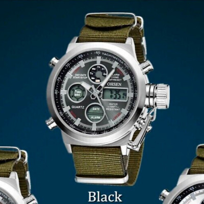 ohsen mens black dial 5atm water resistant stainless steel digital watch 333979271002