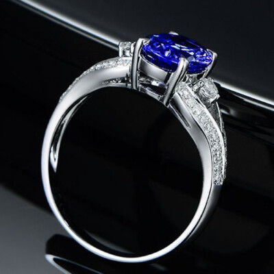 Pre-owned Vt Gems 2.40 Carat Natural Blue Tanzanite Igi Certified Diamond Ring In Solid 18kt Gold