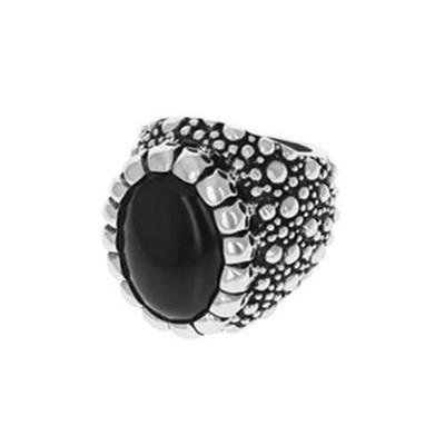 Pre-owned King Baby Studio King Baby Sting Ray Texture Ring With Onyx Cabochon In Skull Bezel K20-5403-ony