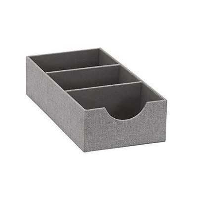 Household Essentials Grey 727-1 Deep 3 Section Drawer Organizer Box for Stora...