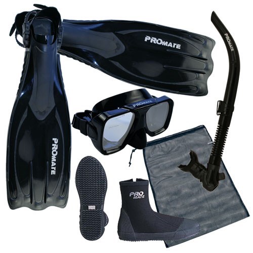 NEW Scuba Dive Mask Snorkel Boots Fins Package Gear Set