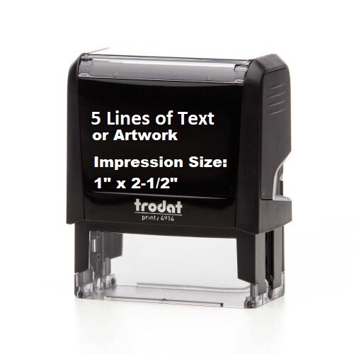 Trodat 4914 - 5 Lines of Text or Artwork - Custom Rubber Self-Inking Stamp -