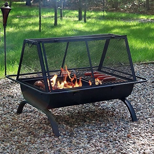 Outdoor Fire Pits Wood Burning Barrel Screen Protector Patio Set