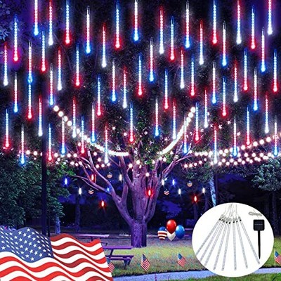 8 Tube 144 Leds Patriotic Solar Blue&white&red