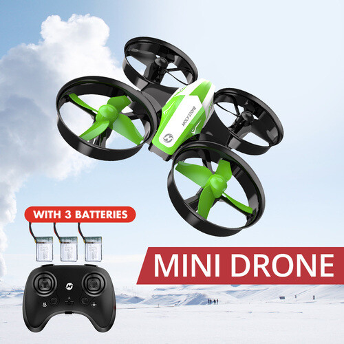 Holy Stone HS210 Mini Drone 3D Flip RC Helicopter Quadcopter 3 Batteries Green