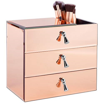 Rose Beautify Mirrored Box 5056115720093 Silver Gold Handles