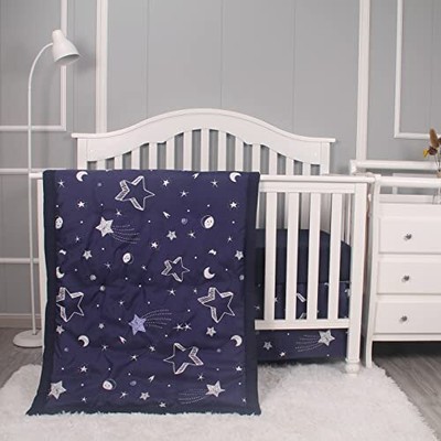 3 Piece Crib Bedding Set for Baby Boys Girls, Classic Nursery Bedding Essenti...