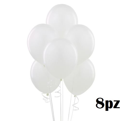 Confezione Set 8 Pezzi Palloncini Bianchi Festa Party Compleanno Bimbi dfh