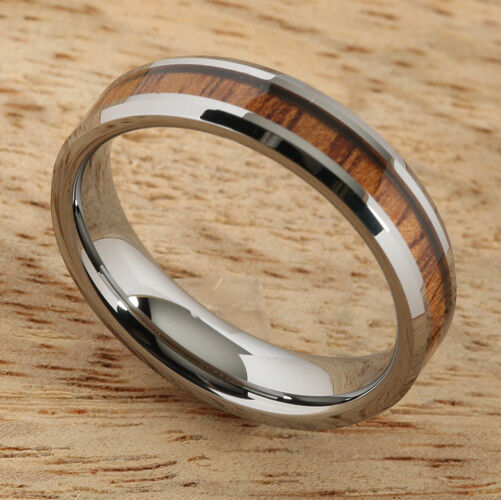 Tungsten Carbide With Hawaiian Koa Wood Ring  5mm(beveled Edge) Sale!!!