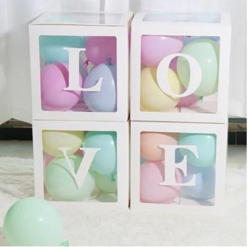 Baloon Box Kit Di Scatole Decorazioni Per Matrimonio Feste - 4 Pezzi Love bal