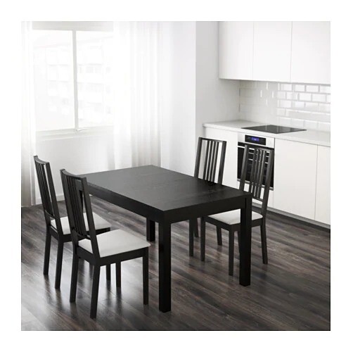 Ikea extendable Dining Table \u0026 4 chairs (extends to 6 or 8, new removable chair covers) | in ...