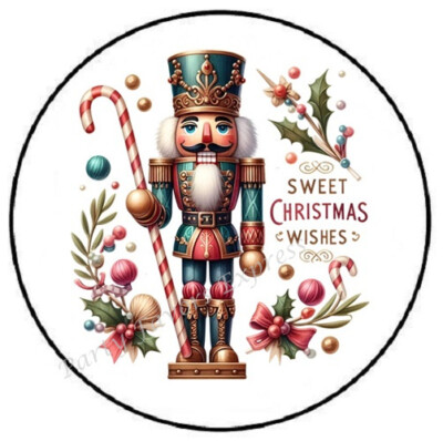 SWEET CHRISTMAS WISHES NUTCRACKER ENVELOPE SEALS LABELS STICKERS PARTY FAVORS
