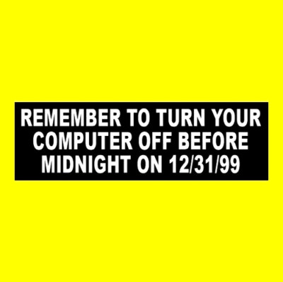Funny ''REMEMBER TO TURN YOUR COMPUTER OFF'' geek nerd Y2K BUMPER STICKER pc decal