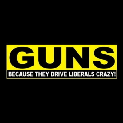 Funny ''GUNS: BECAUSE THEY DRIVE LIBERALS CRAZY'' gun rights BUMPER STICKER ar-15